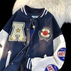 秋款美式刺绣飞行员夹克男女情侣潮牌棒球服外套102B-J9496P75图片