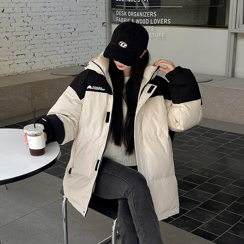 加厚潮字母印花连帽工装情侣款宽松拼接羽绒服男女102B-Y5920P185,男装羽绒服,星座102B