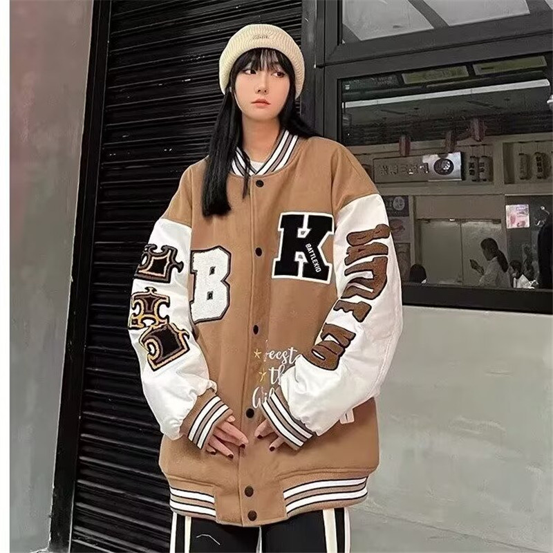 秋25毛呢刺绣拼皮夹克日系原宿慵懒简约流行外套102B-JK1329P75,男装夹克,星座102B