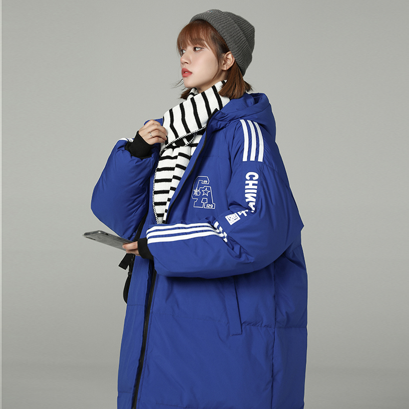 加厚潮男字母印花连帽中长情侣宽松工装羽绒服男女102B-Y5085P165，男装羽绒服，星座102B