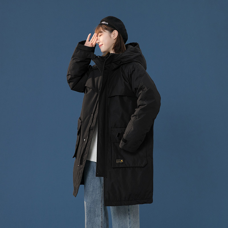 工装情侣装羽绒服男女连帽中长款加厚派克服冬外套102B-Y8068P220,男装羽绒服,星座102B