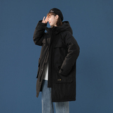 工装情侣装羽绒服男女连帽中长款加厚派克服冬外套102B-Y8068P220，男装羽绒服，星座102B