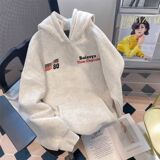 秋2025双帽银狐绒复古字母印花连帽小众卫衣102B-W8640P48加绒58，男装卫衣，星座102B