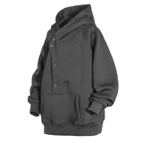 秋2025纽扣套头斜门襟连帽卫衣男女宽松休闲外套潮102B-W8953P58，女装短外套，星座102B