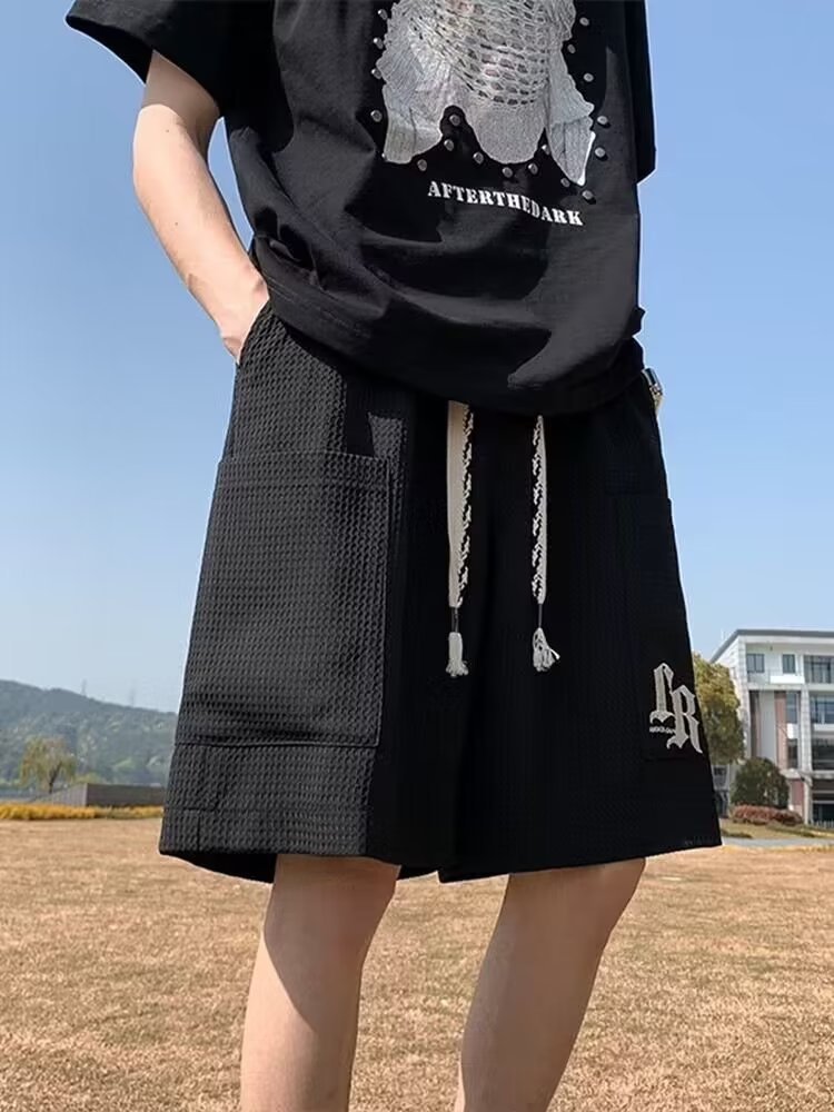 五分裤男潮流宽松男士短裤休闲裤凹凸透气面料中裤102B-K2443P30,男装牛仔裤,星座102B