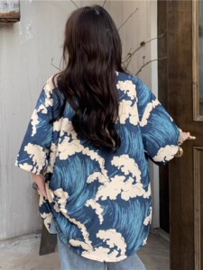 印花抖音款威夷海滩衬衫男女夏薄款设计感小众外搭102B-C3001P35图片