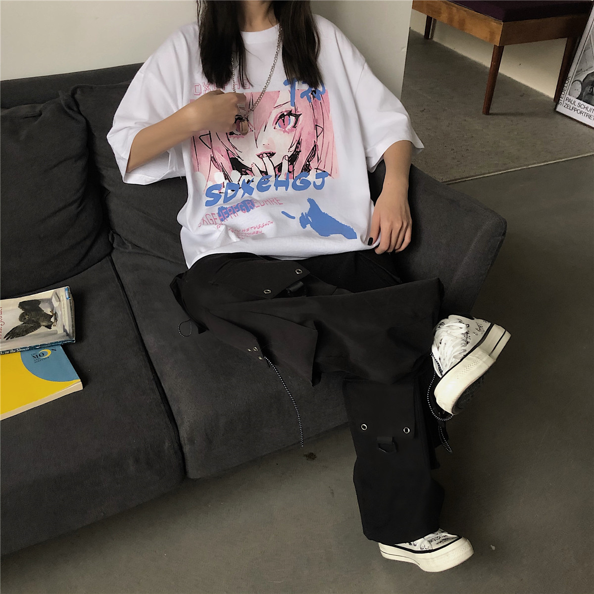原创注册240G纯棉款韩INS学院风女孩印花情侣T恤102B-T8512P40,男装T恤,星座102B