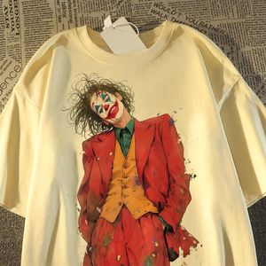 纯棉欧美潮艺术小丑印花短袖男女宽松街头痞帅T恤102B-T1949P30图片