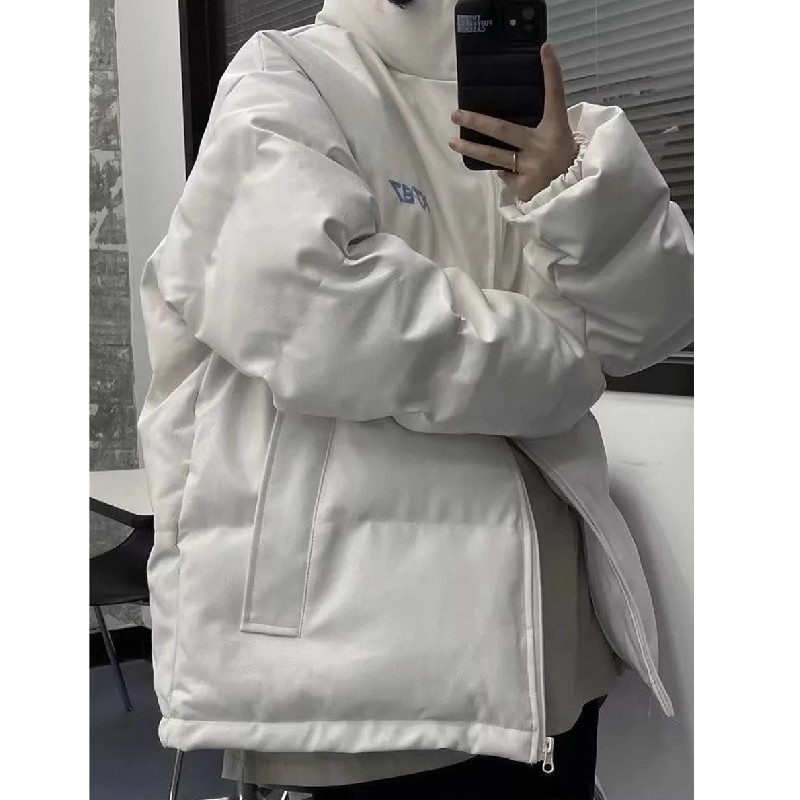 情侣装美式复古字母刺绣pu皮棉衣棉服加厚宽松棉袄102B-M6071P98,男装棉衣,星座102B