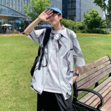 港风原宿卡通情侣款短袖衬衫ins百搭韩版设计感102B-C8612P30，男装衬衫，星座102B