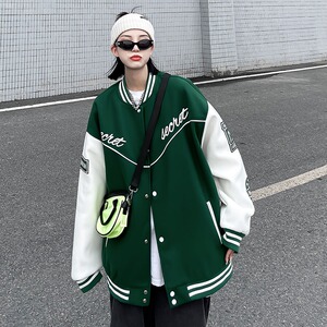 春棒球服高街设计小众新款美式街头毛呢夹克外套102B-JK8001P75图片