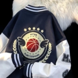 秋款美式刺绣飞行员夹克男女情侣潮牌棒球服外套102B-J9496P75，男装夹克，星座102B