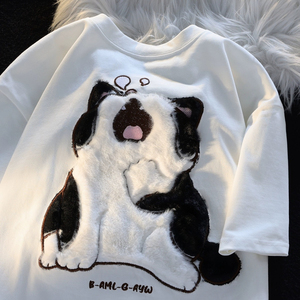 纯棉植绒绣花夏季新款短袖T恤男女天猫抖音品质102B-T83037P33
