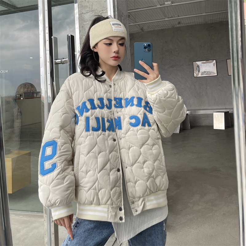 秋冬潮流美式刺绣字母棒球服ins加棉百搭棉衣外套102B-M3125P115，女装棉衣/棉服，星座102B