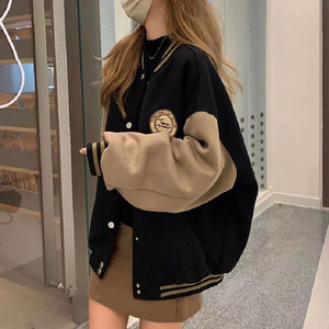 秋2025美式慵懒学院风棒球服外套撞色宽松休闲夹克102B-JK873P75图片