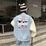 秋2025拼接可爱小羊棒球服美式小众学院风外套夹克102B-JK822P78，男装夹克，星座102B