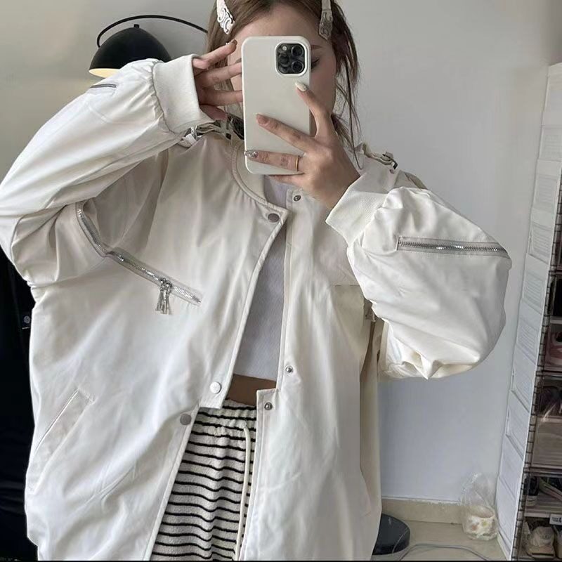 秋25冲锋衣复古拉链不规则棒球服外套宽松休闲夹克102B-jk3729P78,男装夹克,星座102B
