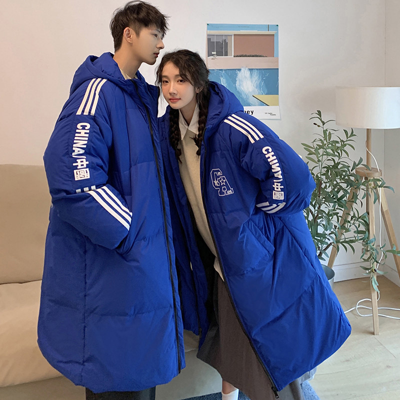 加厚潮男字母印花连帽中长情侣宽松工装羽绒服男女102B-Y5085P165,男装羽绒服,星座102B