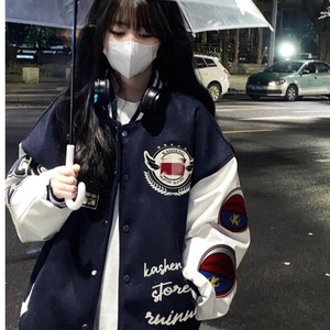 2024秋棒球服外套原宿港风oversize高街情侣外套潮102B-W9913P75图片