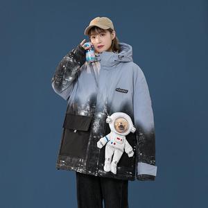90羽绒服男女连帽渐变星空加厚情侣羽绒衣102B-Y4099P265送公仔图片