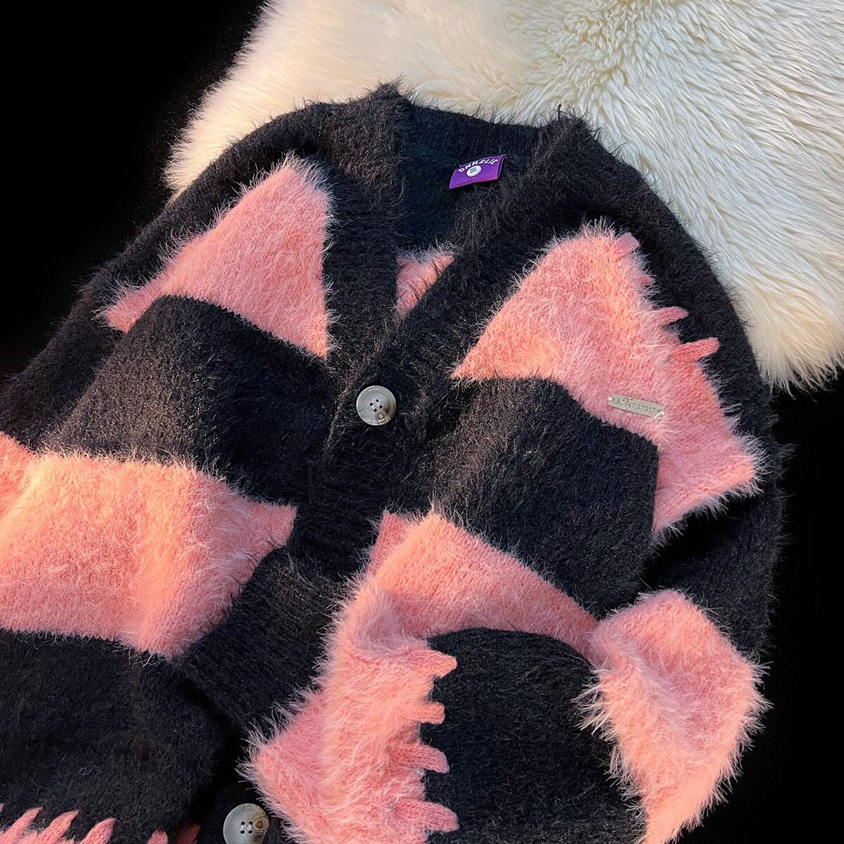 秋25貂绒开衫韩系学院条纹撞色毛衣情侣软糯针织衫102B-M2131P68,男装针织衫/毛衣,星座102B