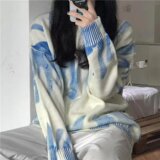 秋2025宽松印花毛衣男女慵懒风套头针织衫潮流上衣102B-M2847P55，男装针织衫/毛衣，星座102B