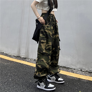 纯棉美式高街复古hiphop嘻哈迷彩工装裤显瘦裤子女102B-K88801P68图片
