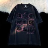 纯棉日系植绒全身兔子短袖t恤设计感小众上衣情侣款102B-T4095P35，男装T恤，星座102B