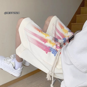 星星发泡美式潮流运动裤学生韩版宽松百搭篮球五分裤102B-K212P30图片