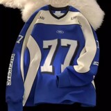 秋2025复古篮球服卫衣男女赛车棒球冰球服套头上衣102B-W8508P38，男装卫衣，星座102B