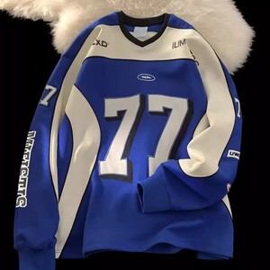 秋2025复古篮球服卫衣男女赛车棒球冰球服套头上衣102B-W8508P38图片