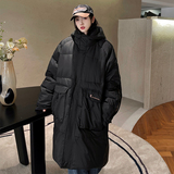 加厚潮英文印花连帽中长情侣款宽松保暖羽绒服男女102B-Y5929P235，男装羽绒服，星座102B