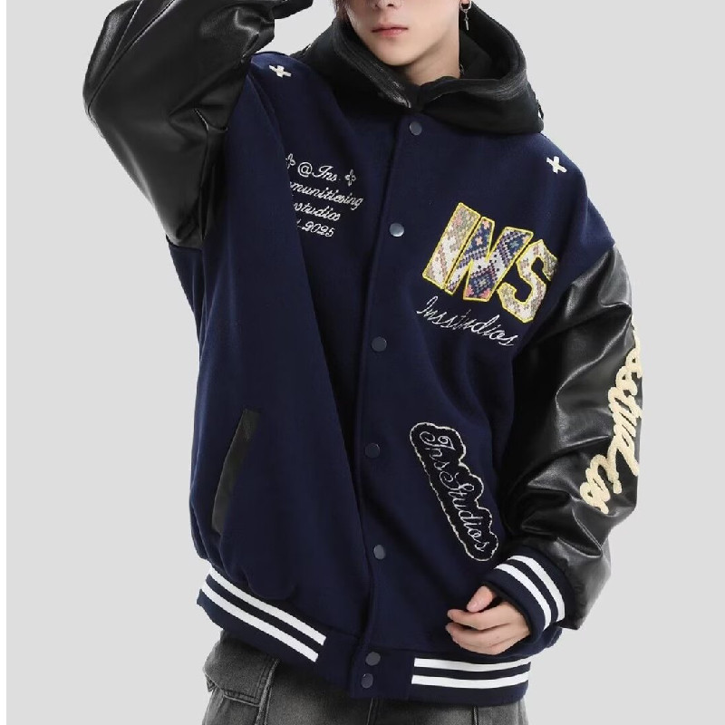 秋2025潮情侣毛巾刺绣复古棒球服宽松夹克外套男102B-JK816P78,男装夹克,星座102B