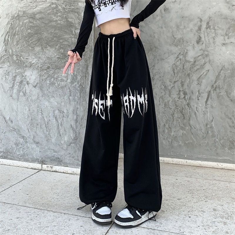 跨境高腰抽绳宽松欧美辣妹风运动裤男女102B-K711P45,女装休闲裤,星座102B