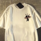 重磅纯棉美式高街天使印花短袖t恤男女宽松情侣上衣102B-T7623P30，男装T恤，星座102B