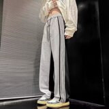 青春流行直筒型男休闲裤拼色运动裤条纹直筒宽松裤102B-K4141P55，男装休闲裤，星座102B