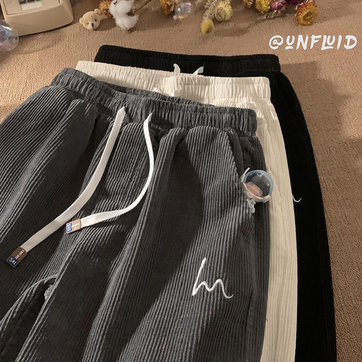 灯芯绒休闲运动裤男女春秋新款学生刺绣哈伦裤情侣款102B-K354P40,男装休闲裤,星座102B