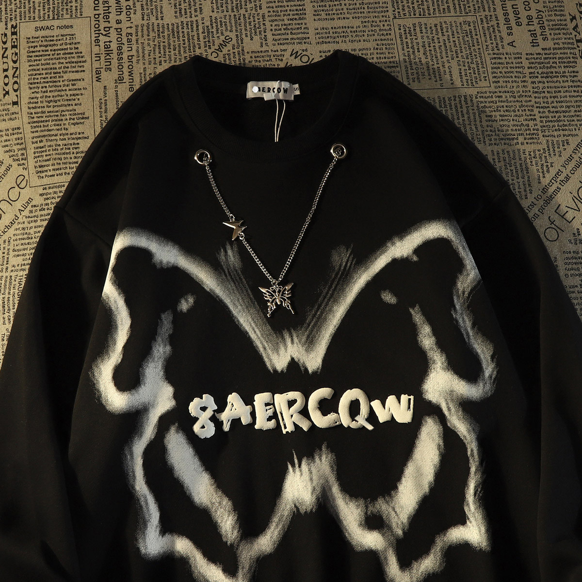 2025秋大码300斤发泡印花卫衣圆领上衣百搭外套男女102B-W6103P45，女装短外套，星座102B