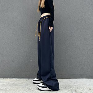 2024秋运动风裤脚抽绳束腿休闲裤男女运动裤字母潮102B-K9062P48图片