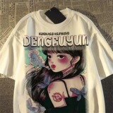 重磅纯棉短袖T恤男女美式卡通印花情侣小众半袖上衣102B-T7618P30，男装T恤，星座102B