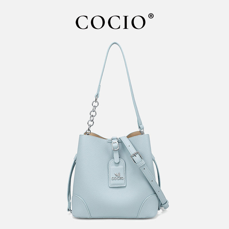 COCIO 轻奢斜跨手提女包包通勤新款潮高级百搭单肩水桶包CC055