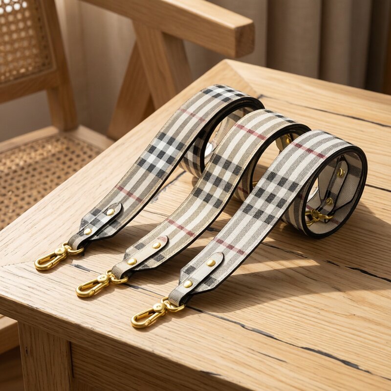 4.3*94cm英伦风格子包包双面用宽肩带可单肩斜挎替换包带宽背带