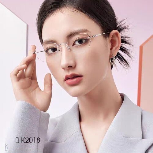 海伦凯勒新款无框美边教师近视眼镜女可配度数轻颜镜防蓝光K2018