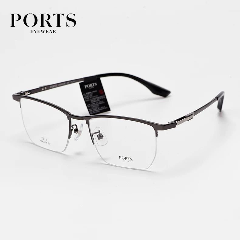 PORTS宝姿新品男款眼镜框多色商务半框舒适钛架可配近视POM62404