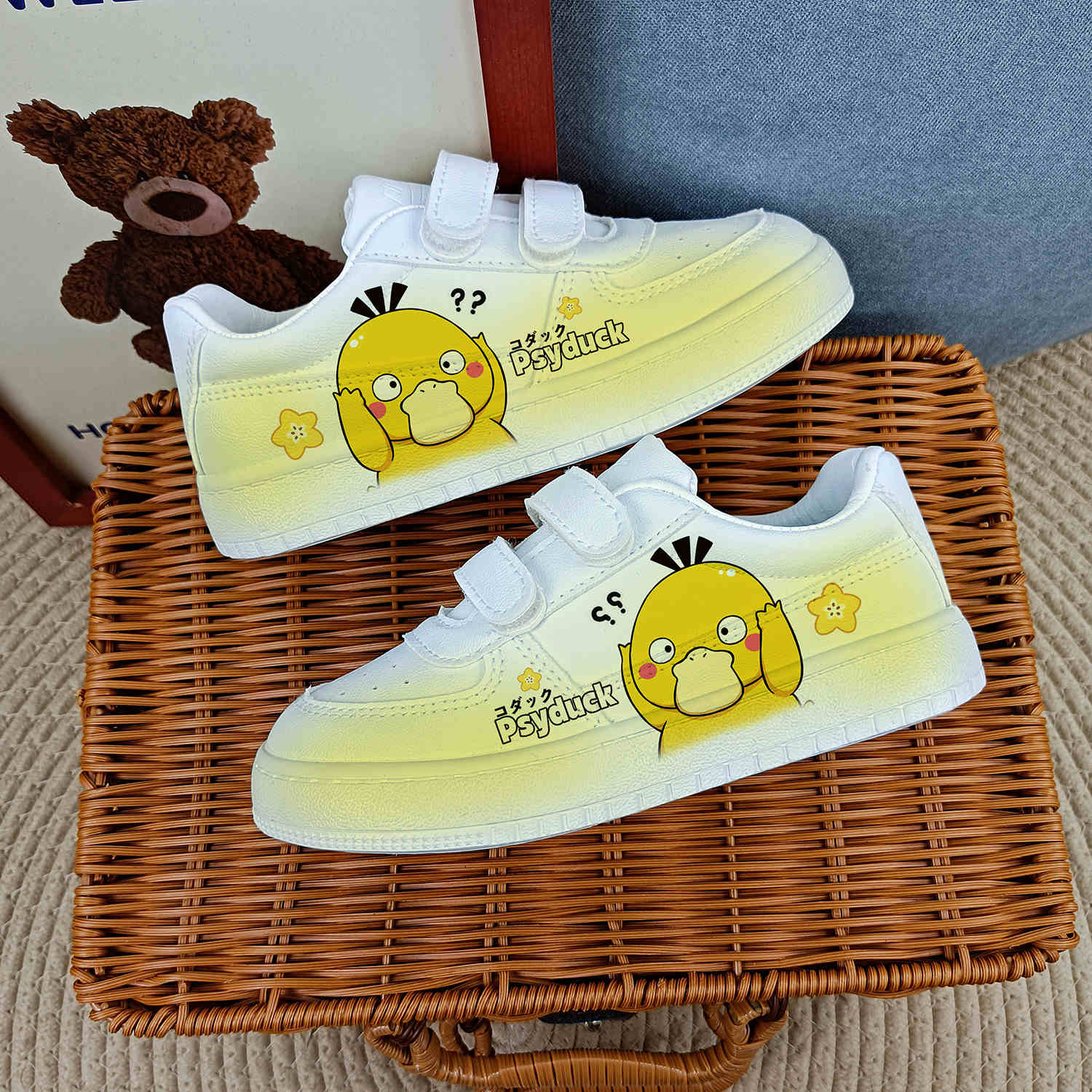 回力儿童板鞋小白鞋精灵宝可梦可达鸭黄色小黄鸭定制幼儿园春秋鞋