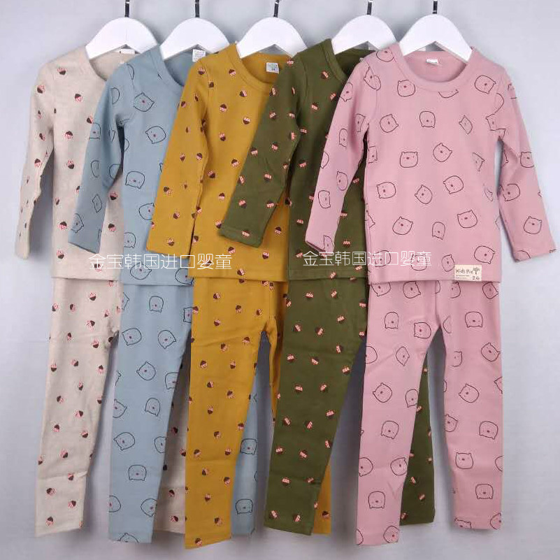 KIDSPIE韩国儿童宝宝幼儿内衣套装男女童睡衣家居服秋冬纯棉加厚