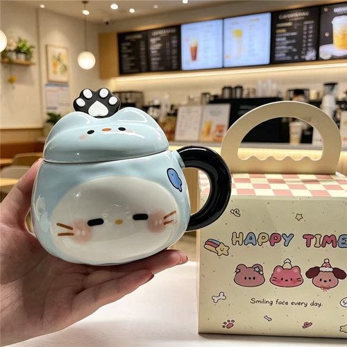 可爱猫咪卡通陶瓷马克杯带礼盒