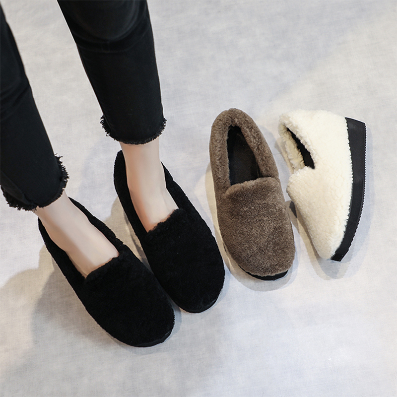 毛毛鞋女冬外穿加绒厚底羊毛棉鞋