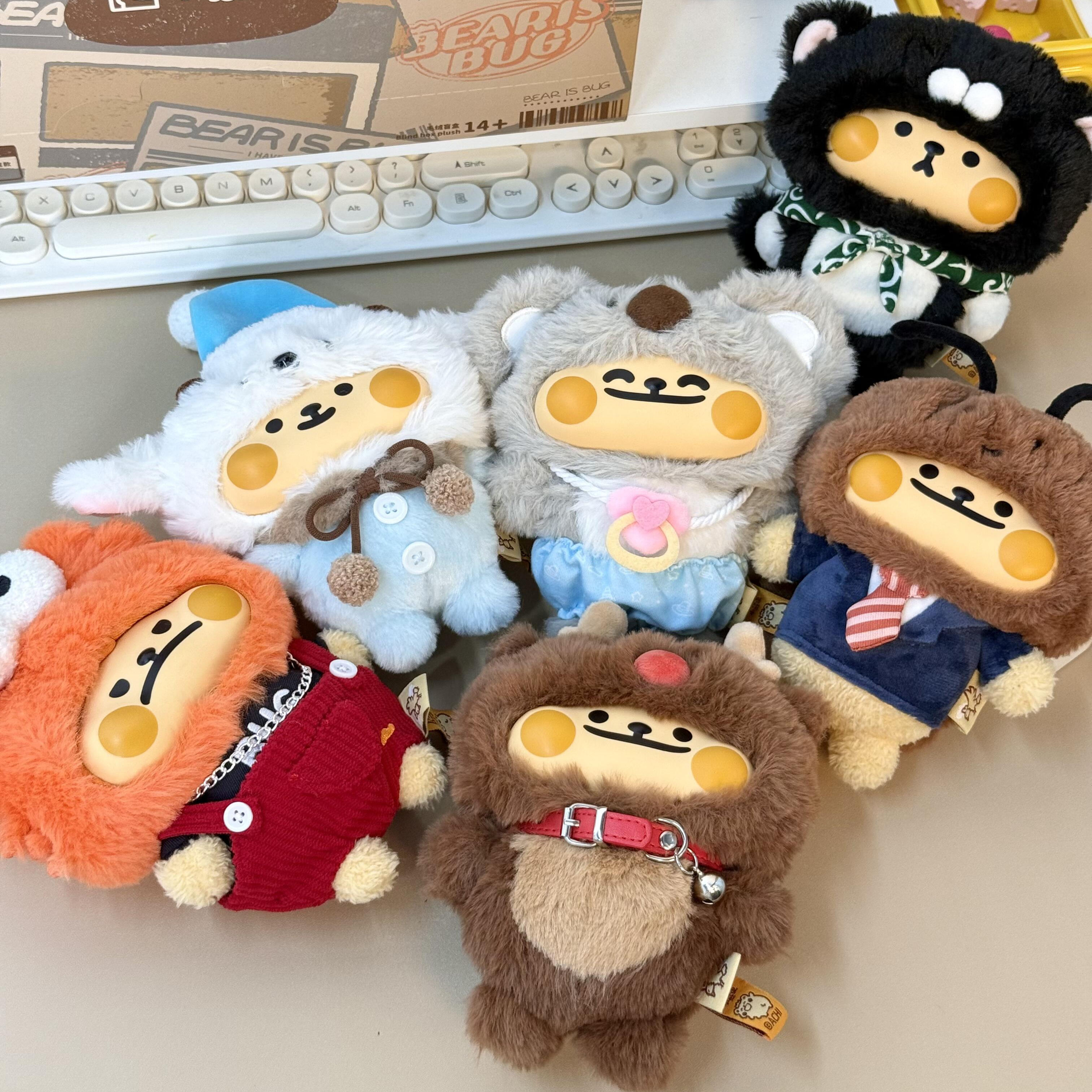 新品TOWANT偷玩小熊虫搪胶毛绒盲盒抽象虫生系列潮玩毛绒挂件礼物