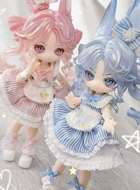 不可食用人偶一周年双兔蜜桃乌龙&海盐奶盖吊卡12分bjd可动盲盒